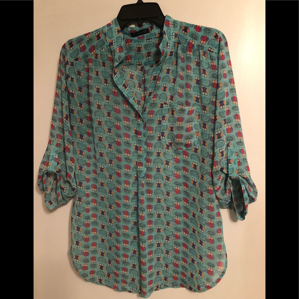 Cals Sheer Owl Print Shirt